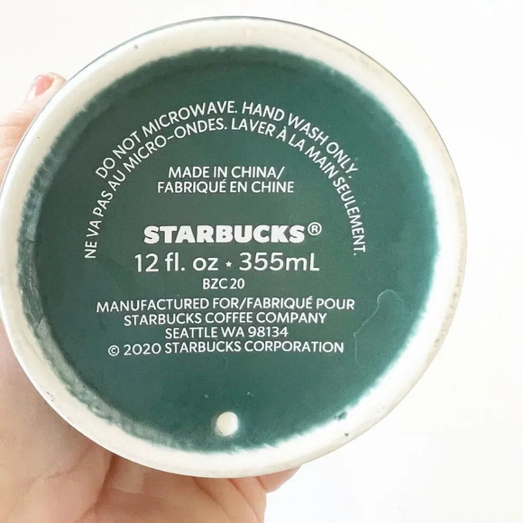 Starbucks Coffee Cup Teal Purple Pansies Floral Ceramic Travel Mug‎ 12 Oz Sipper - Picture 6 of 10